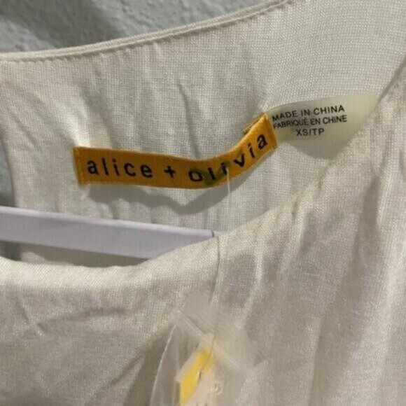 New Alice & Olivia Slit Feminine Maxi Dress Neutral Open Back Chic Party - Picture 7 of 13